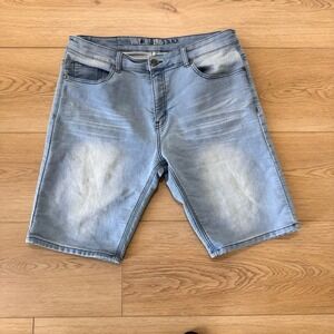 Vintage Genes Black‎ Shorts Mens 38 Slim Fit French Terry Denim Blue #H